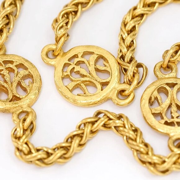 CHANEL CC Logo Loupe Pendant Necklace 33" Gold Tone 95A Auth w/Box - Picture 8 of 11